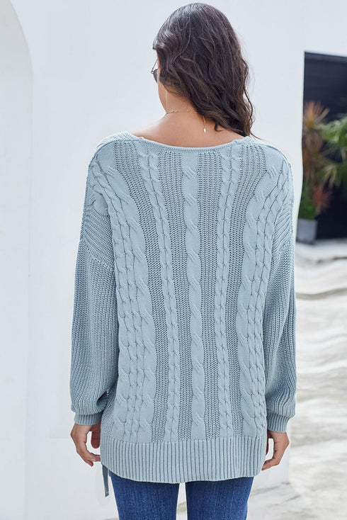 Love Letters Cable Knit Lace Up Sweater